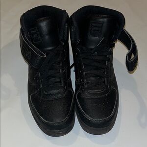 Black High Top Fila Sneakers With Ankle Strap